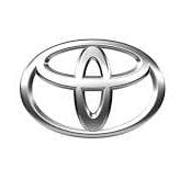 Toyota logo emblem with overlapping ovals in silver metallic finish